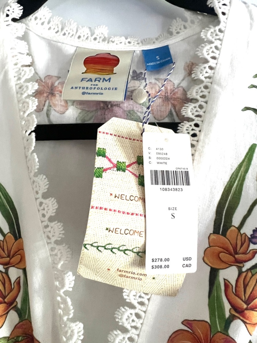FARM Rio White Linen Blend Multicolor Floral Printed Maxi Dress Size Small NWT - Picture 8 of 16